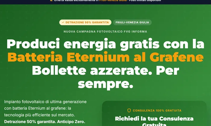 Anteprima landing Fotovoltaico Elettra Servizi