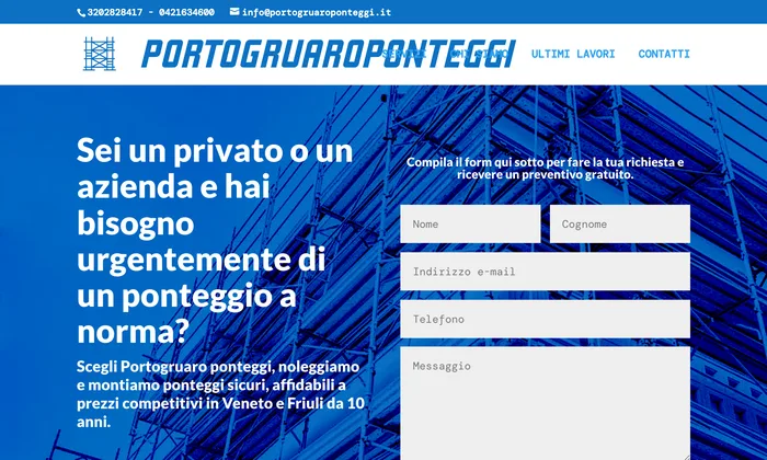 Anteprima landing Portogruaro Ponteggi